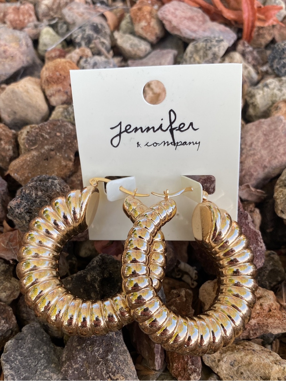 Gold Textured Hoop Earrings